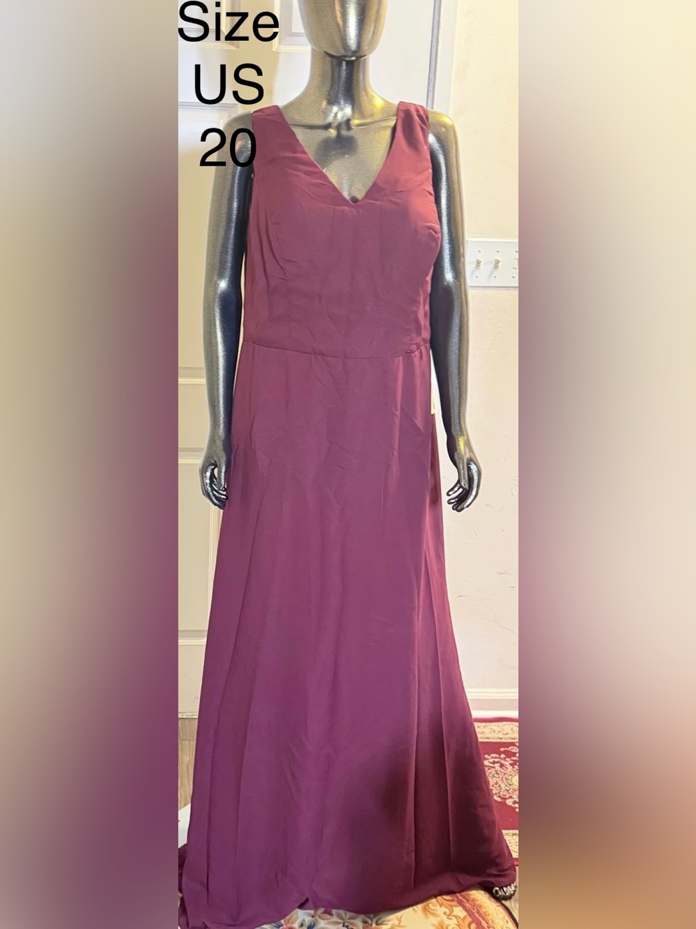 V-Neck Sleeveless Maxi Dress in Plum
